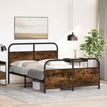 vidaXL Cadre de lit en métal sans matelas chêne fumé 140x200 cm