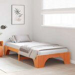 vidaXL Cadre de lit en pin massif 90x200 cm couleur brun ciré