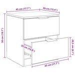 vidaXL Cabinet de chevet 2 Pièces chêne artisanal 45 x 39 x 50 cm