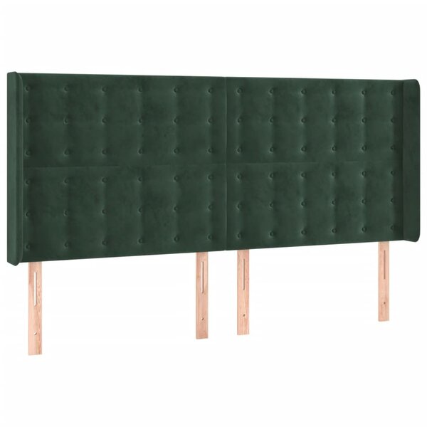 vidaXL Tête de lit avec oreilles Vert foncé 203x16x118/128 cm Velours