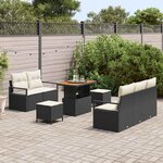 vidaXL Ensemble de canapé de jardin avec coussin 8 Pièces Noir et Crème
