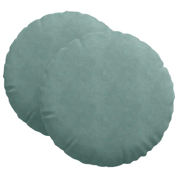 vidaXL Coussins de siège 2 pc Velours Vert Mer Ø60 x 21 cm