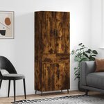 vidaXL Buffet haut Chêne fumé 69 5x34x180 cm Bois d'ingénierie