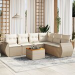 vidaXL Salon de jardin avec coussins 7 Pièces beige résine tressée