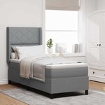 vidaXL Lit à ressorts avec matelas Gris clair 90 x 190 cm tissu