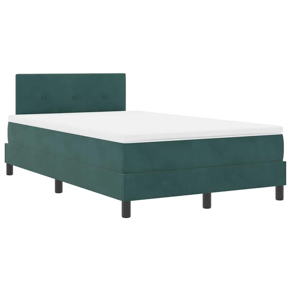 vidaXL Lit à ressorts avec matelas Vert foncé 120 x 190 cm Velours