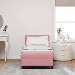 Lit Box Spring vidaXL avec Matelas & LED Rose 80x200 cm Velours