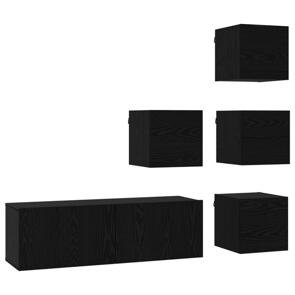 vidaXL Ensemble meuble TV 5 Pièces 100 x 30 x 30 cm Chêne noir