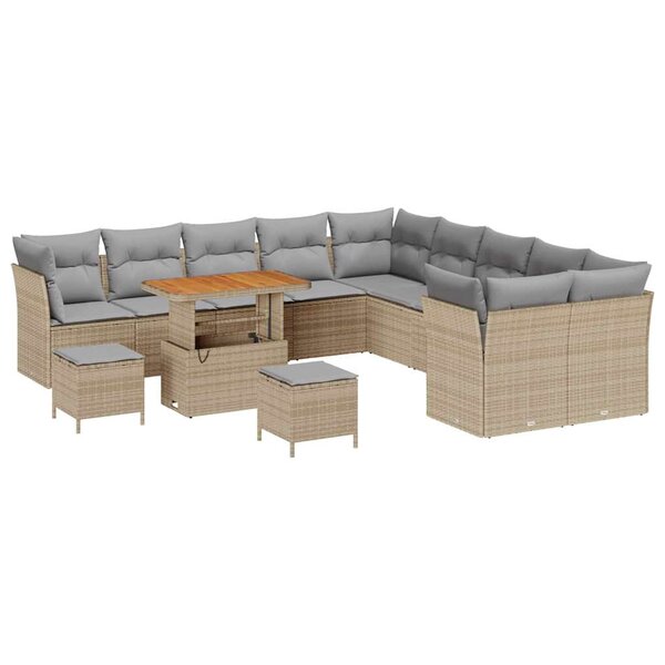 vidaXL Ensemble de canapé de jardin 13 Pièces Beige et Gris clair