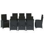 Set de salle à manger de jardin de 9 pièces avec coussins en poly rotin noir vidaXL