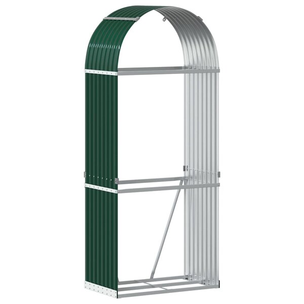 vidaXL Porte-bûches vert 80x45x190 cm acier galvanisé