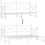 vidaXL Lit de jour avec lit gigogne sans matelas blanc 90x200 cm acier