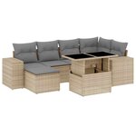vidaXL Salon de jardin avec coussins 7 Pièces beige résine tressée