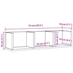 Étagère murale CD vidaXL en chêne noir 75x18x18 cm en bois d'ingénierie