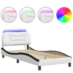 vidaXL Cadre de lit avec LED sans matelas blanc et noir 90x190 cm