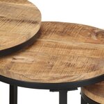 vidaXL Tables d'appoint 3 Pièces Bois de manguier brut