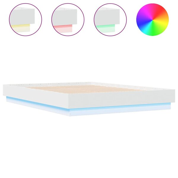 vidaXL Cadre de lit avec lumières LED blanc 120x190 cm
