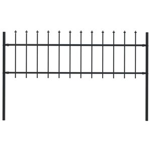 vidaXL Clôture de jardin avec dessus en lance Acier 1 7 x 0 6 m Noir