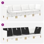vidaXL Canapé modulaire avec rangement 4 Pièces Blanc Tissu
