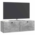 vidaXL Meuble TV mural Gris béton 98 x 31 x 30 cm Bois d'ingénierie