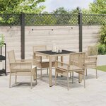 vidaXL Ensemble de salle à manger pour jardin 5 Pièces Beige Poly rotin