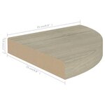 vidaXL Étagères d'angle flottantes 2 Pièces chêne 25x25x3 8 cm MDF
