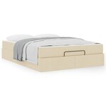 vidaXL Cadre de lit avec stockage Crème 160 x 200 cm tissu