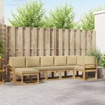 vidaXL Ensemble de canapés d'extérieur 7 Pièces Blanc et Beige Polyester