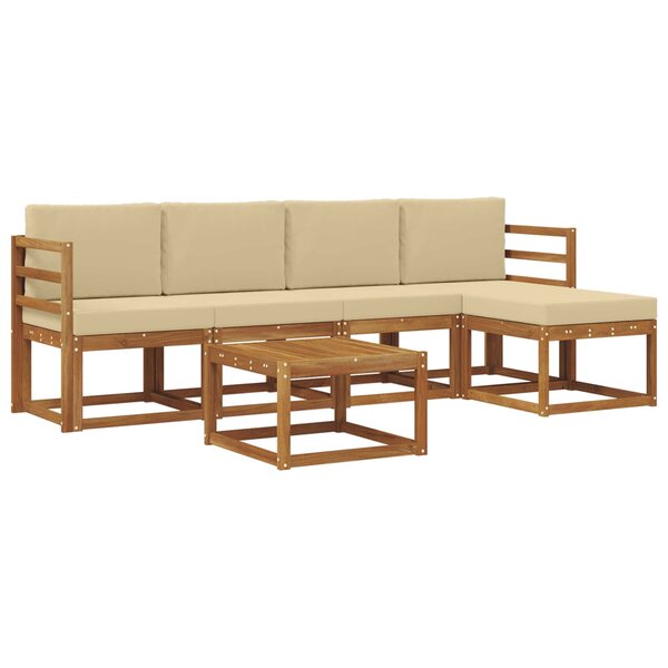 vidaXL Ensemble de canapés d'extérieur 6 pc Naturel et Beige