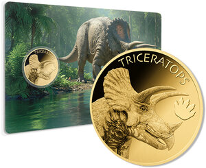 Monnaie TRICERATOPS Primeval Giants 1/1000 Oz Medaille Or