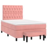 vidaXL Sommier à lattes de lit avec matelas rose 120x190 cm velours