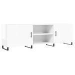 vidaXL Meuble TV blanc brillant 150x30x50 cm bois d'ingénierie