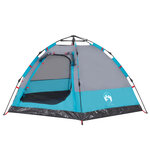 vidaXL Tente de camping cabine 4 personnes bleu libération rapide
