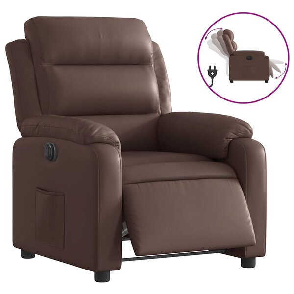 vidaXL Fauteuil inclinable électrique Marron Similicuir
