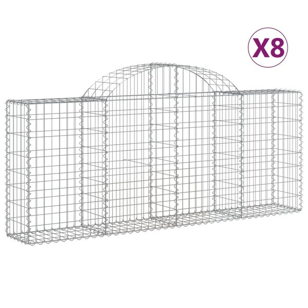 vidaXL Paniers à gabions arqués 8 Pièces 200x30x80/100 cm Fer galvanisé
