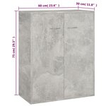 vidaXL Buffet Gris béton 60x30x75 cm Bois d'ingénierie