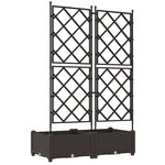 vidaXL Bac à fleurs avec Treillis Marron 80 x 40 x 125.5 cm PP