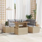 vidaXL Ensemble de canapé de jardin 5 pièces avec coussins beige en polyrotin