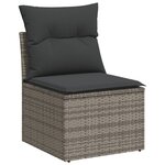 vidaXL Salon de jardin avec coussins 7 Pièces gris résine tressée