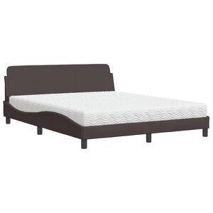 vidaXL Lit avec matelas marron foncé 160x200 cm tissu