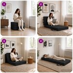 vidaXL Canapé-lit pliable 90 x 63 x 45 cm Noir