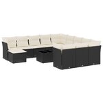vidaXL Salon de jardin avec coussins 13 Pièces noir résine tressée