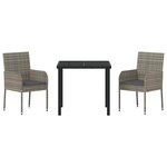 vidaXL Ensemble de salle à manger pour jardin 3 Pièces Gris Poly rotin