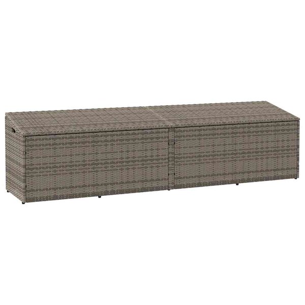 vidaXL Boîte de rangement de jardin gris 220x50x58 cm résine tressée
