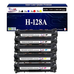 T3AZUR - 5x Toners compatibles avec 128A pour HP LaserJet Pro CM1415 CM1415FN CM1415FNW CM1416FNW CM1417FNW CM1418FNW - Magenta