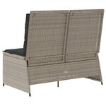 vidaXL Banc inclinable de jardin et coussins gris clair résine tressée