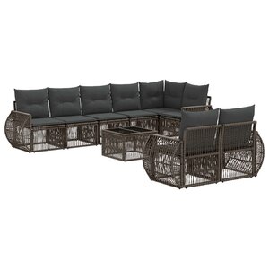 vidaXL Ensemble de canapé de jardin 9 Pièces Gris et Gris foncé polyrotin