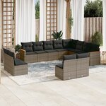 vidaXL Salon de jardin avec coussins 12 Pièces gris résine tressée