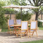 vidaXL Ensemble de Salle à Manger de Jardin 5 Pièces Bleu et Blanc en Bois Acacia