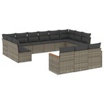 vidaXL Salon de jardin avec coussins 13 Pièces gris résine tressée